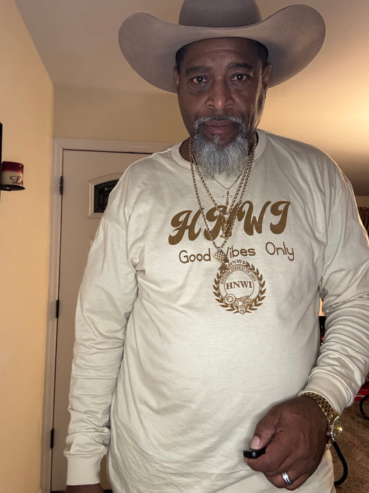 Long Sleeve T-Shirt Tan/Brown Good Vibes Only